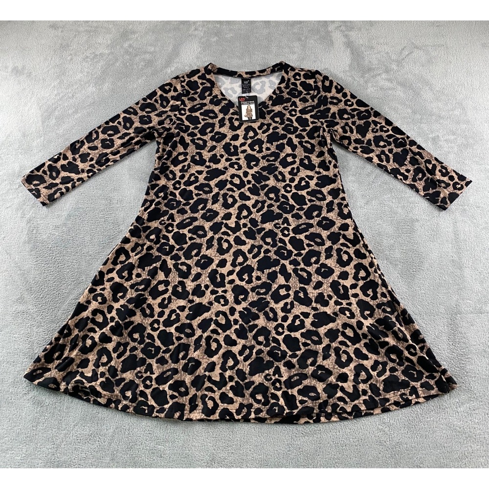 Lildy Womens Leopard Print V-Neck 3/4‎ Sleeve Tunic Top Tan Black Size S/M NEW